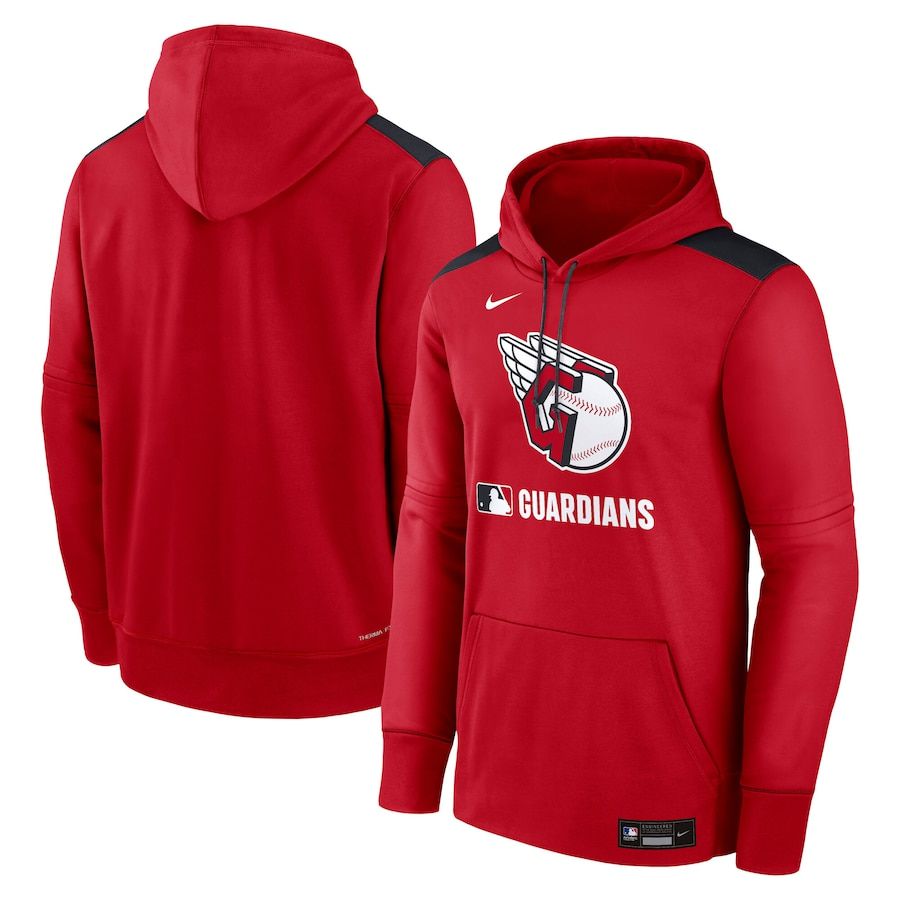 Men 2025 MLB Cleveland Indians Red Nike hoodie style 1